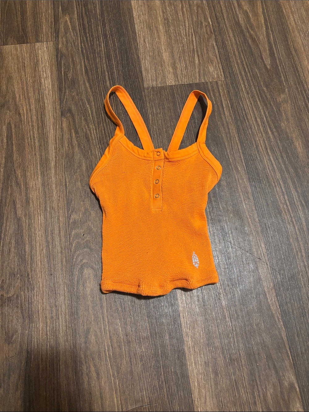 Women’s Orange Ribbed Button-Front Tank Top